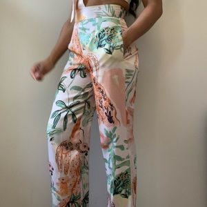 Aritzia satin wide leg high waist pants